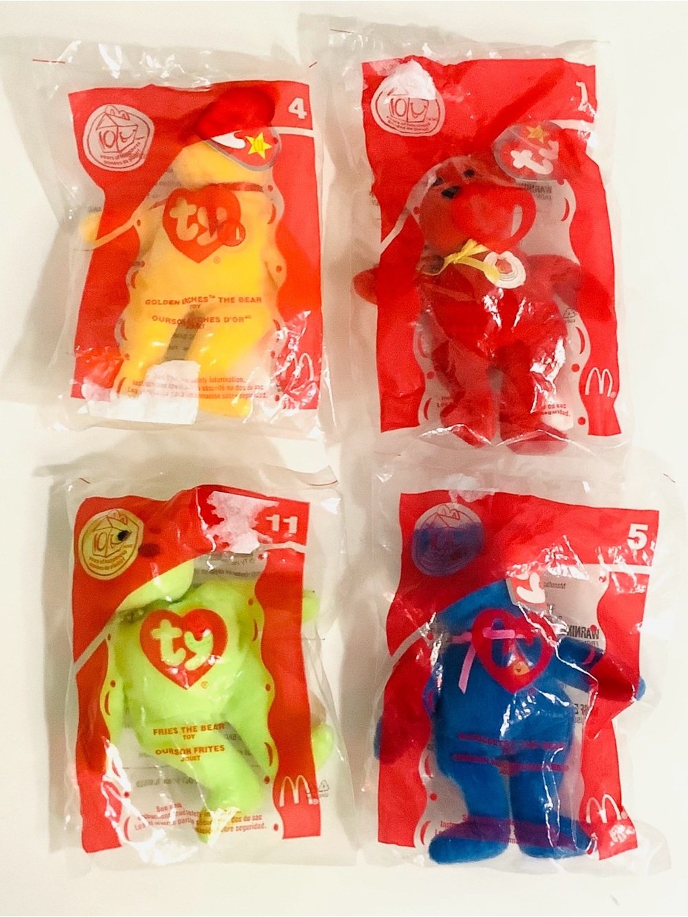 Vintage Collectible Lot of 4 , 2004 McDonald’s TY Teenie Beanie Babies Collab